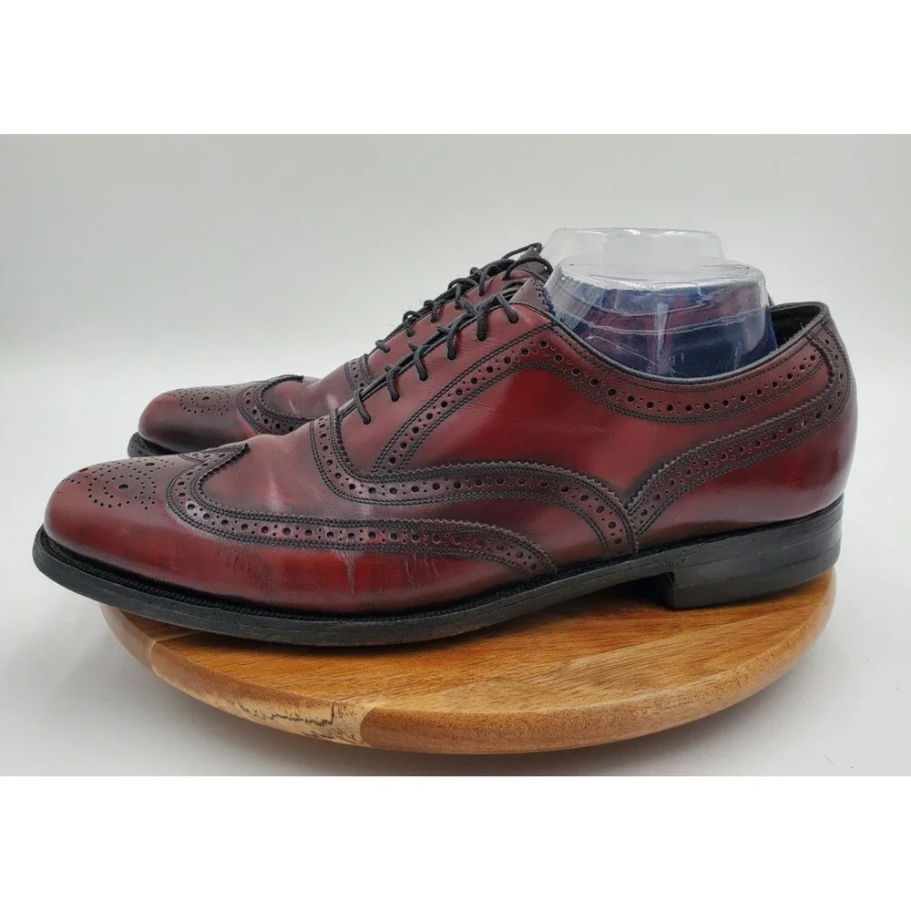 Florsheim Dress Shoes Brogue Wingtip Men's 9.5D Burgundy Leather Derby Classic